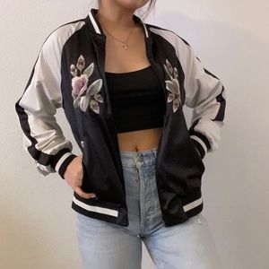 Flower bomber jacket (Silk material)- medium